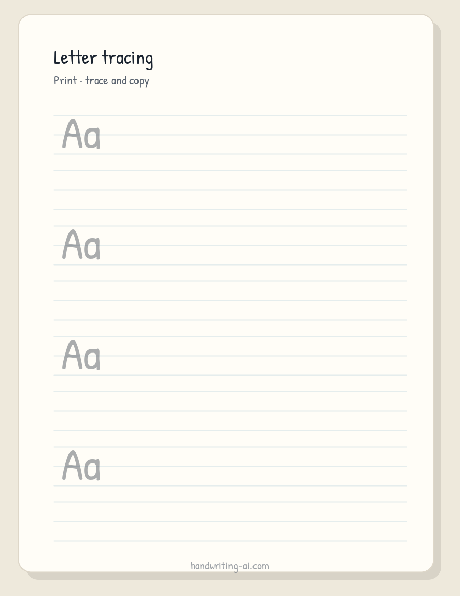 Aa letter tracing